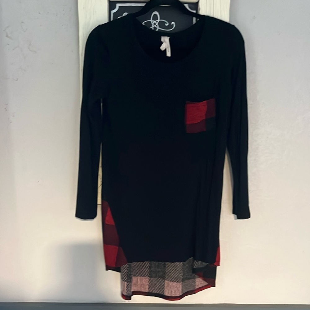 Plaid High Low Top